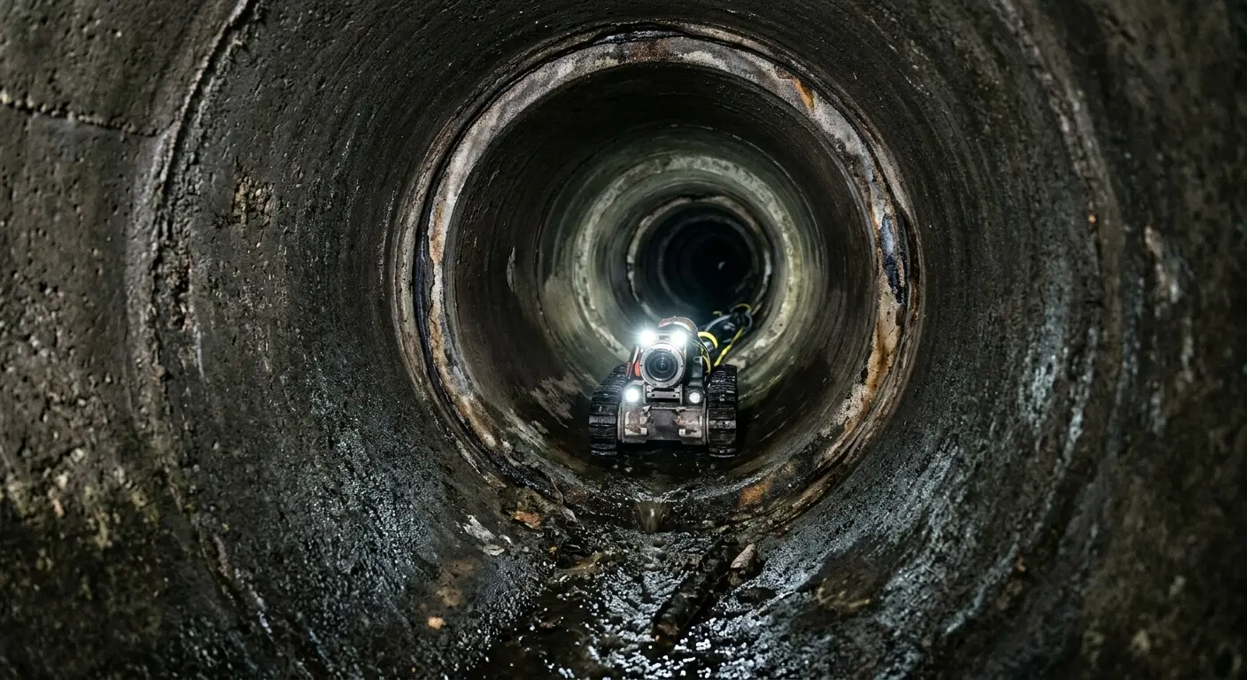 Robotic sewer camera inspecting pipe interior for Drain Snake Service in Juneau