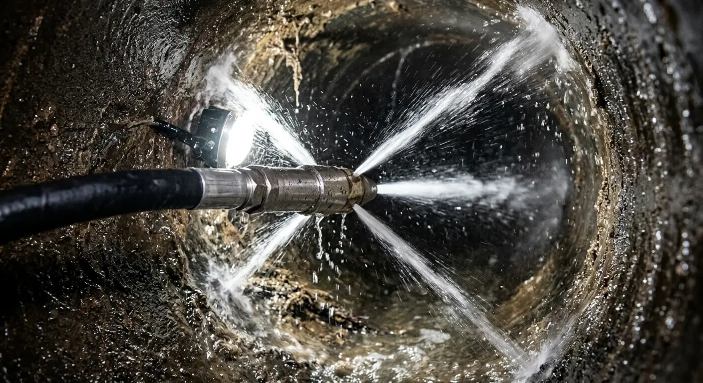 High-pressure hydro jetting nozzle cleaning sewer pipe for Sewer Line Relining in Juneau